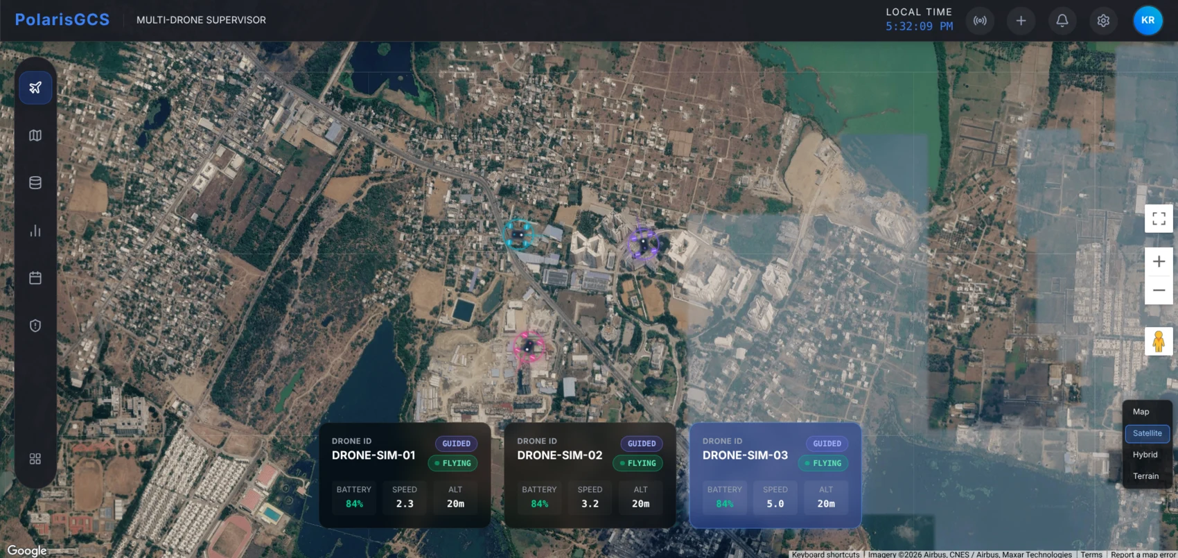 Survey swarm concept: several drones covering a district